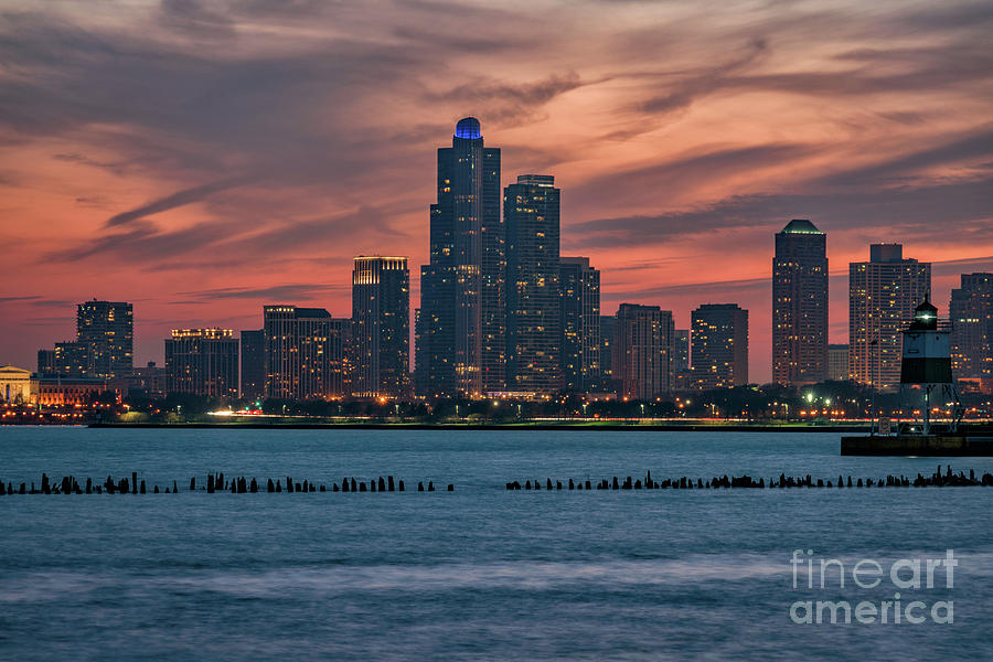 Chicago skyline at sunset #1 Photograph by Izet Kapetanovic