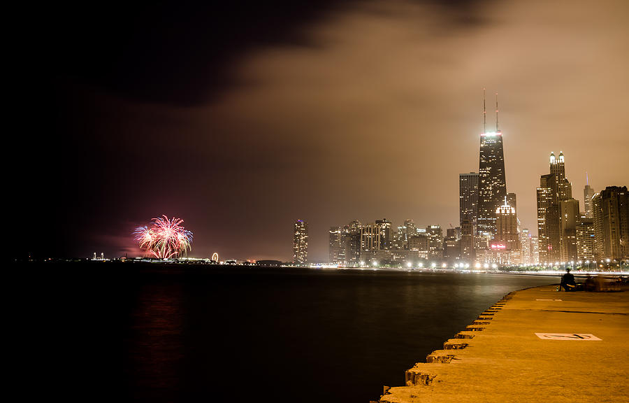 Chicago Skyline Fireworks #1 Photograph by Anthony Doudt