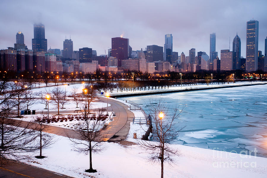 Chicago Skyline in Winter #1 Photograph by Paul Velgos