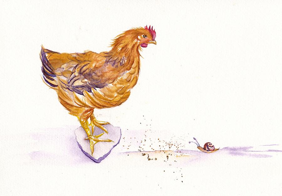 Chicken Feed  #1 Painting by Debra Hall