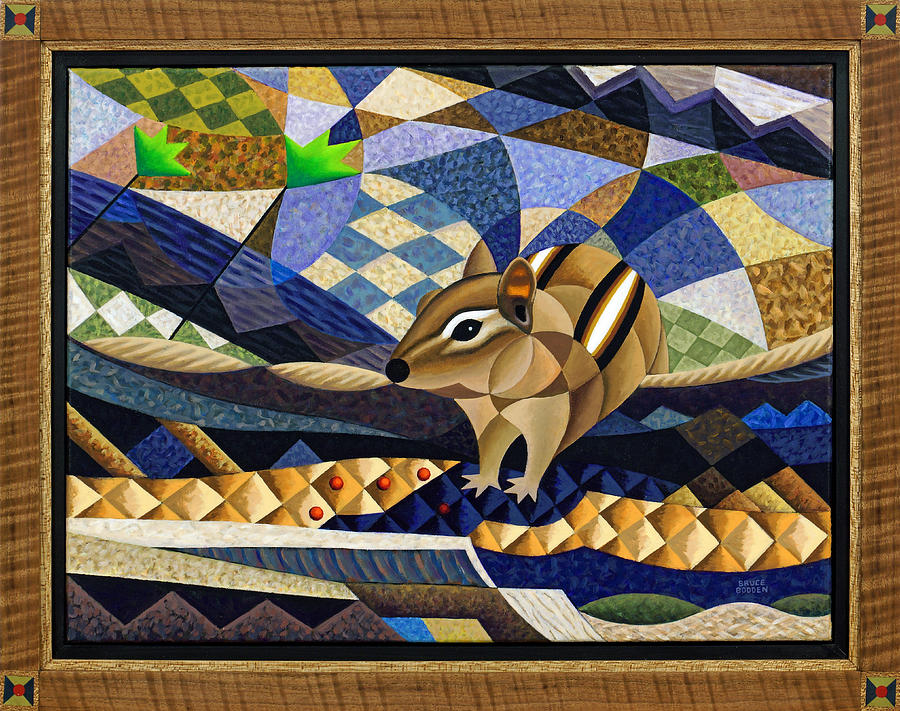 Original Painting - Chipmunk At Heckrodt Framed by Bruce Bodden Original Painting - Chipmunk At Heckrodt Framed by Bruce Bodden