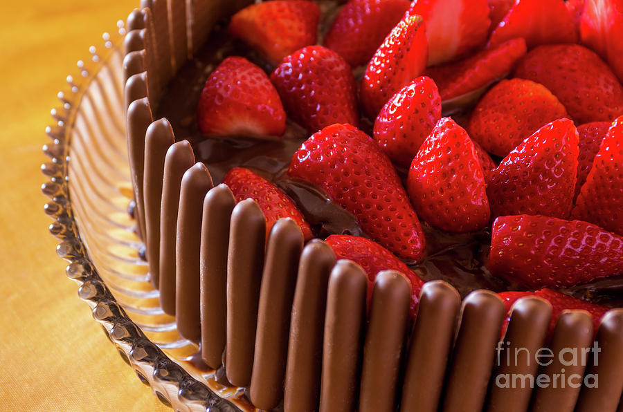 Cake Photograph - Chocolate and Strawberry Cake #1 by Carlos Caetano