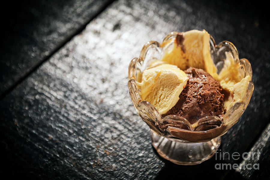 Chocolate And Vanilla Ice Cream In Bowl #1 Photograph by JM Travel Photography