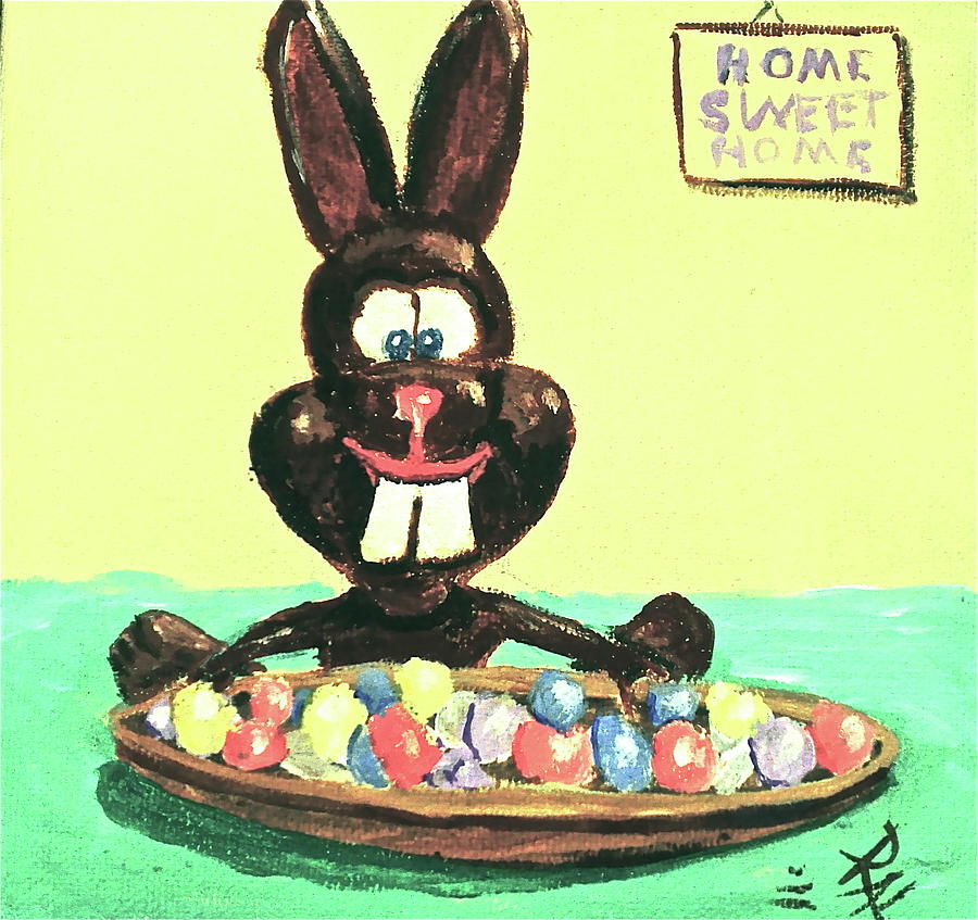 Chocolate Bunny  and His Jelly Beans  Painting by R Allan Lister