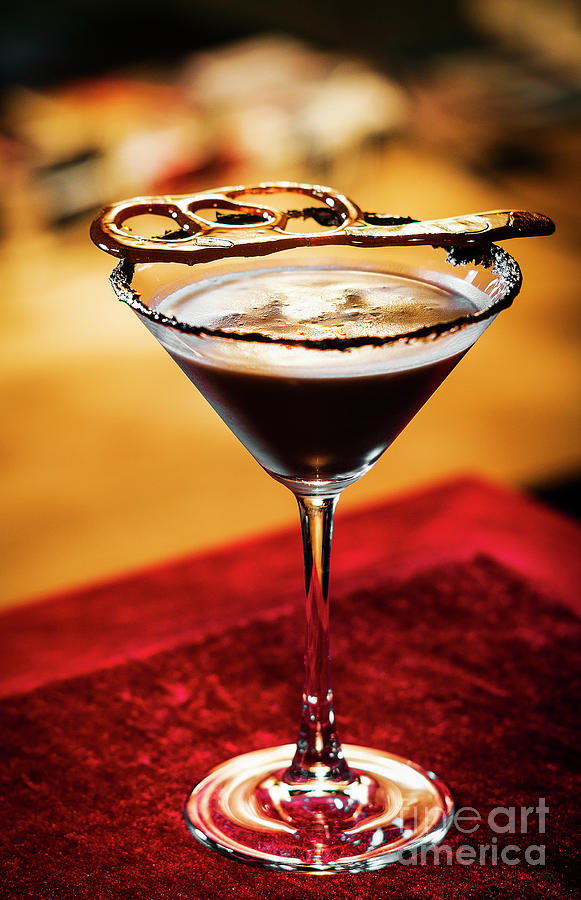 Chocolate Caramel Cream Martini Mixed Cocktail Glass Photograph