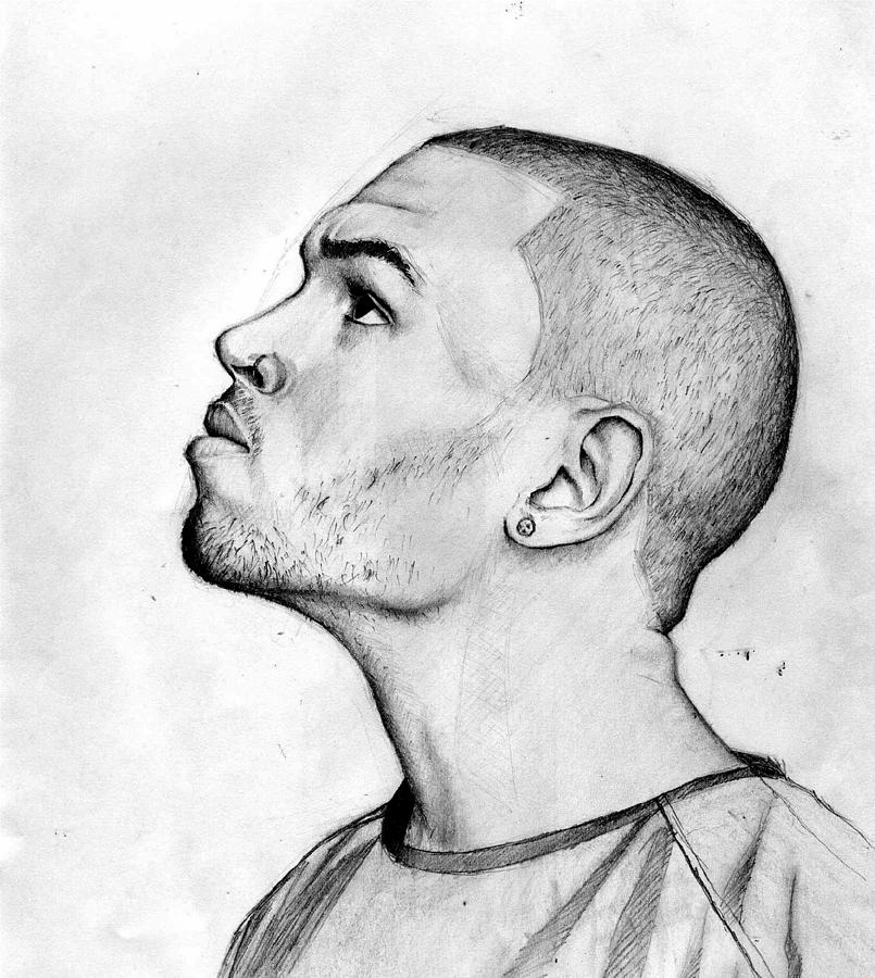 Chris Brown Drawing by Uzeir Mustafa