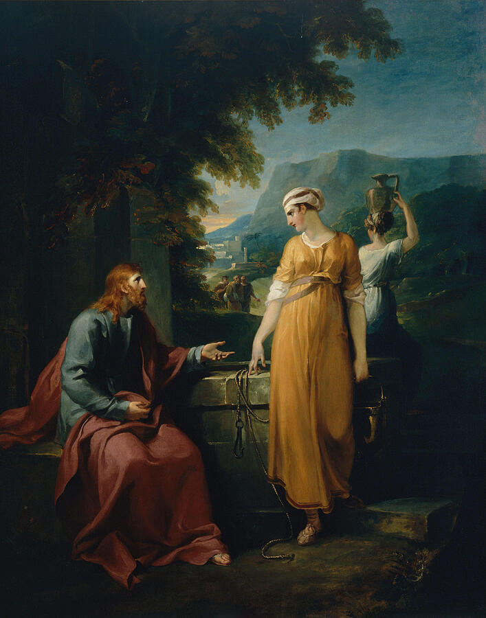 Christ and the woman of Samaria, from circa 1792 Painting by William Hamilton