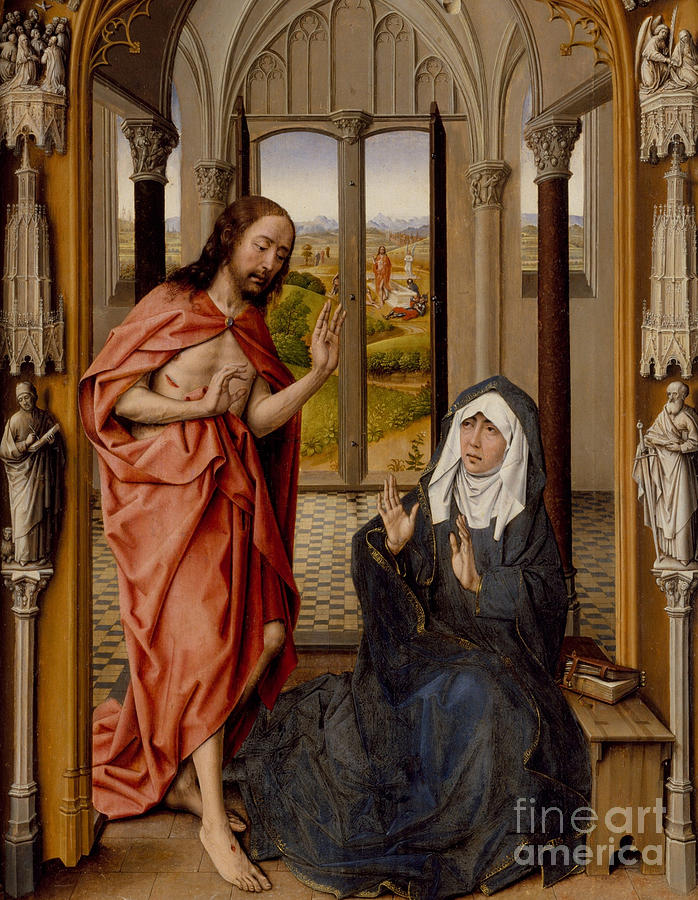 Triptych Painting - Christ Appearing to his Mother by Juan de Flandes
