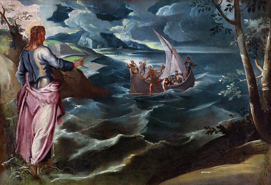 Christ at the Sea of Galilee #2 Painting by Jacopo Tintoretto