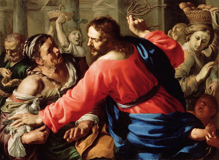 Christ Cleansing the Temple #5 Painting by Bernardino Mei