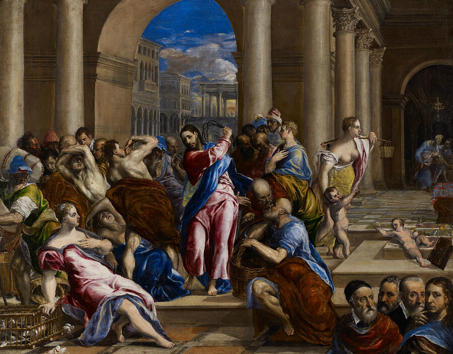 Christ Driving the Money Changers from the Temple, from circa 1570 Painting by El Greco