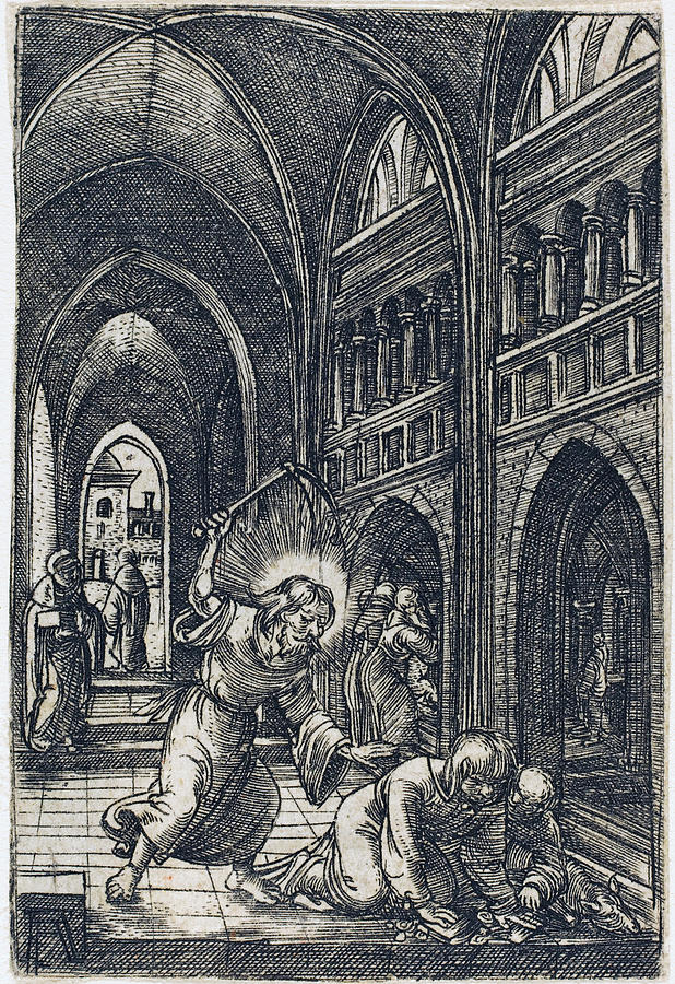 Christ Expelling the Money Changers #1 Drawing by Albrecht Altdorfer