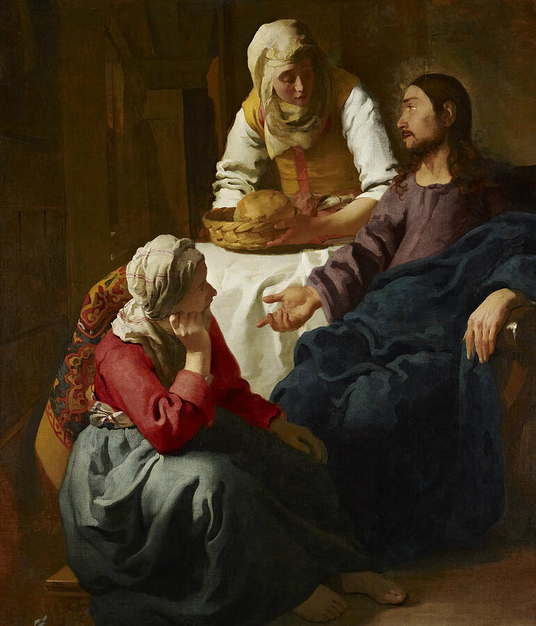 Christ in the House of Martha and Mary, from 1654-1656 Painting by Jan Vermeer