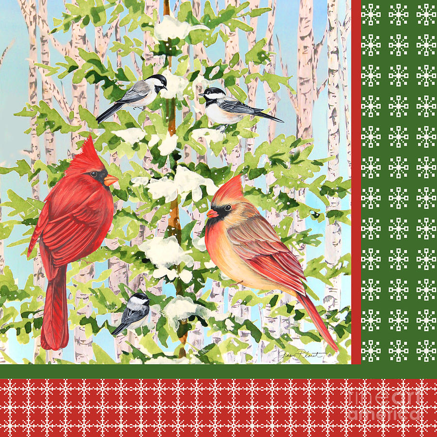Christmas Birds-JP3305 Painting by Jean Plout