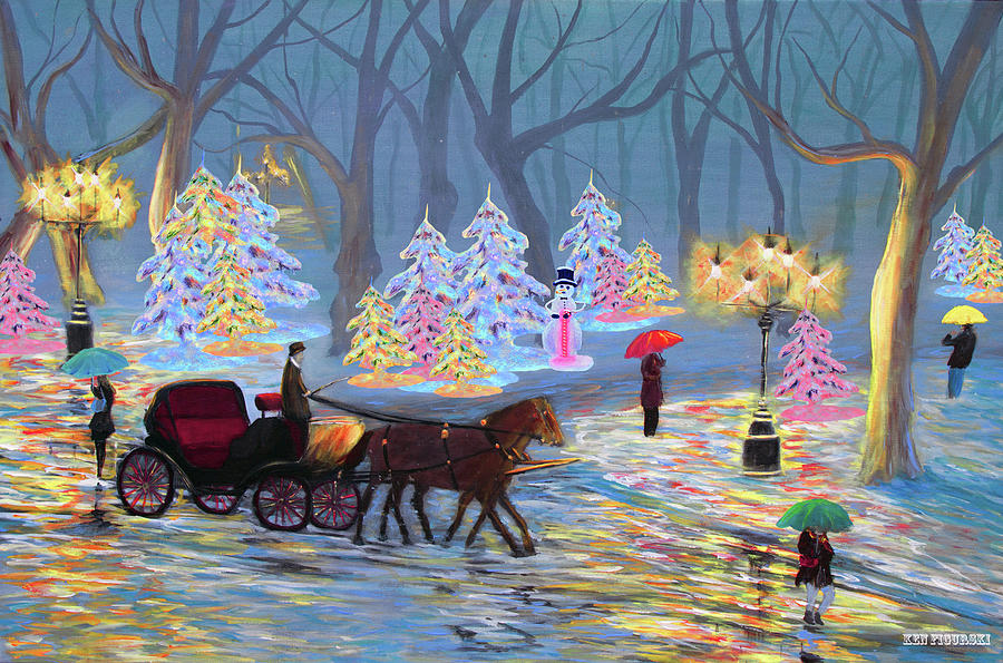 Christmas In The Park #1 Painting by Ken Figurski