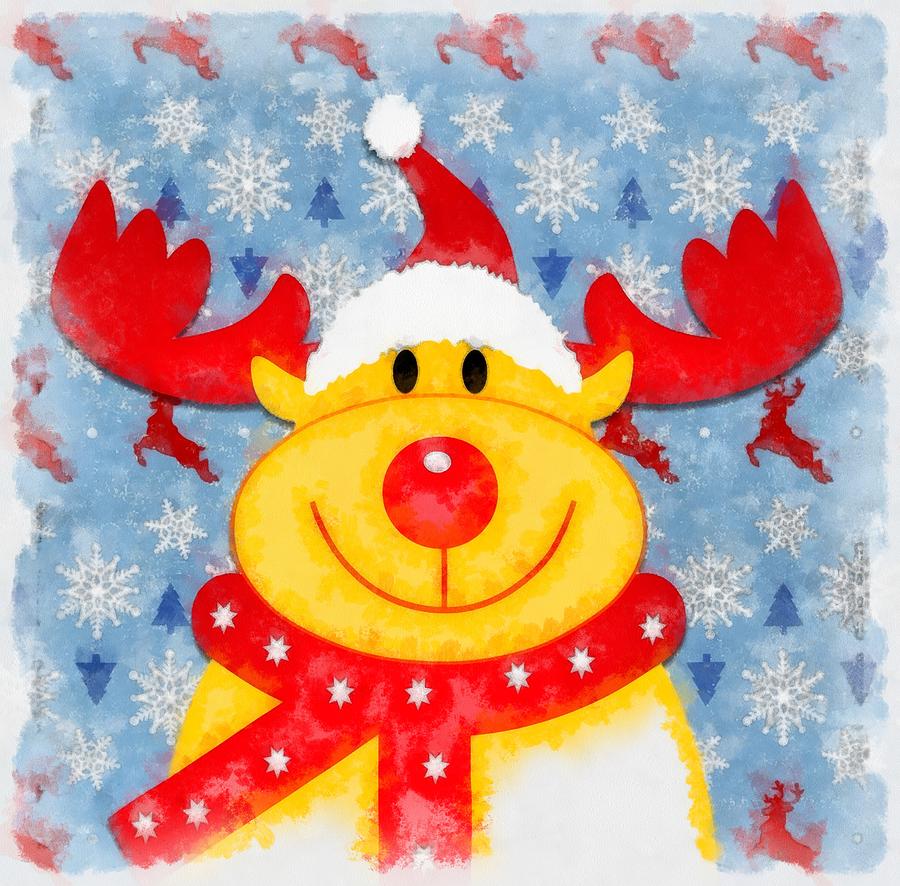 Christmas Painting - Christmas Reindeer #1 by Esoterica Art Agency