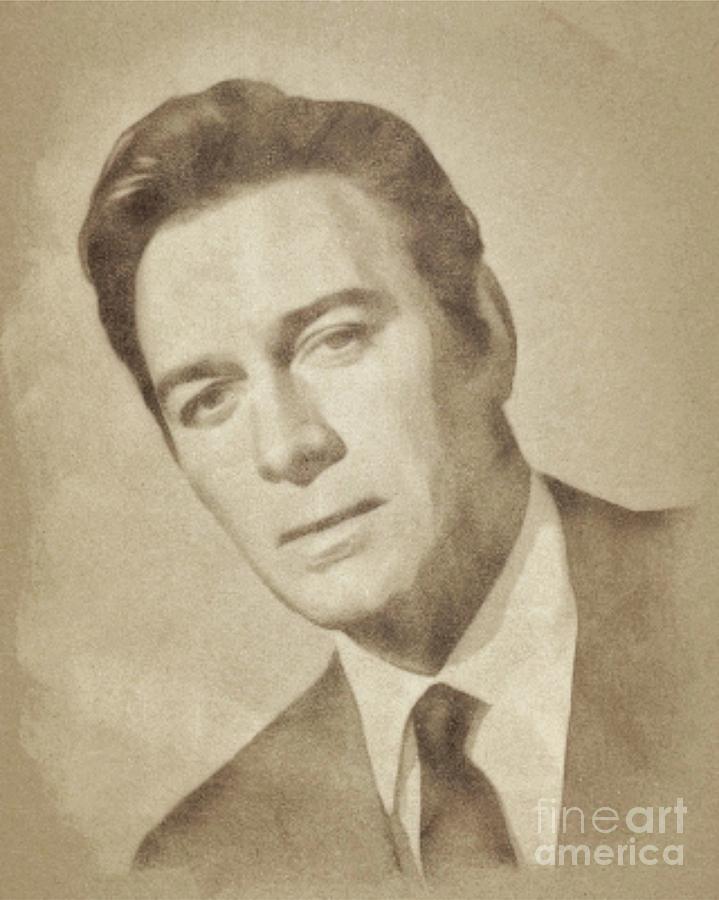 Hollywood Drawing - Christopher Plummer, Vintage Actor by John Springfield #1 by Esoterica Art Agency