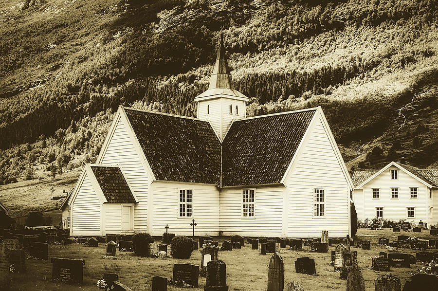 Church And Cemetery - Olden, Norway #1 Photograph by Mountain Dreams