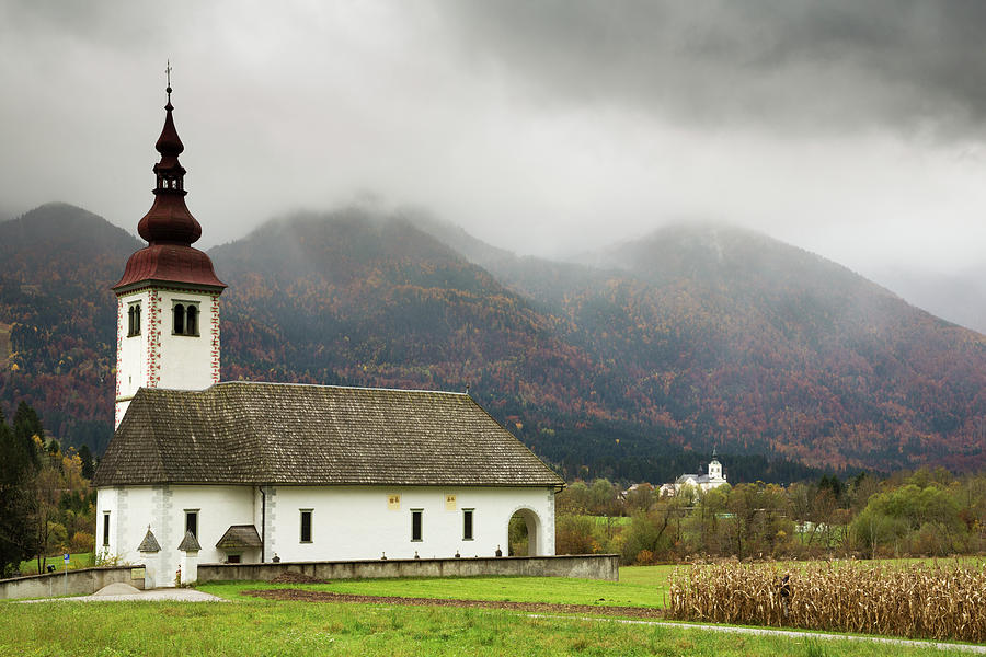 Mountain Photograph - Church just outside Bohinjska Bistrica #1 by Ian Middleton