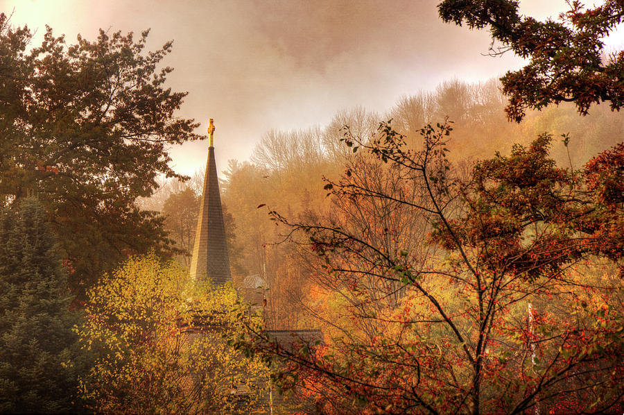 Church Steeple in Autumn #1 Photograph by Joann Vitali
