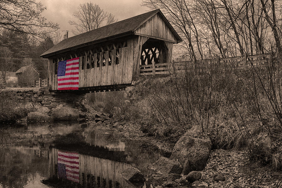Cilleyville Covered Bridge in sepia Photograph by Jeff Folger Cilleyville Covered Bridge in sepia Photograph by Jeff Folger