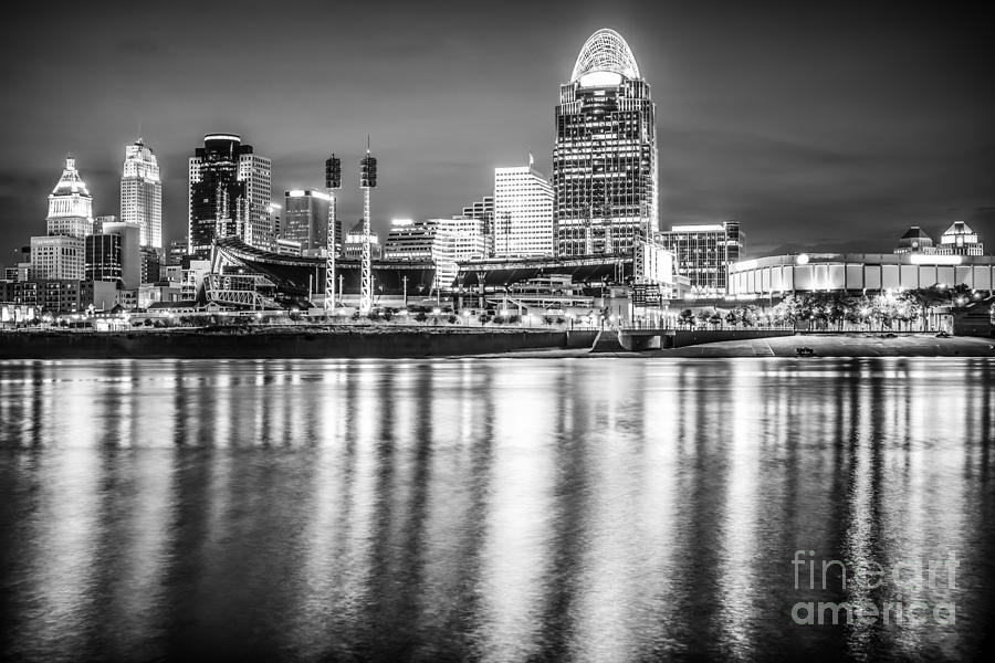 Cincinnati Skyline Black and White Picture #2 Photograph by Paul Velgos