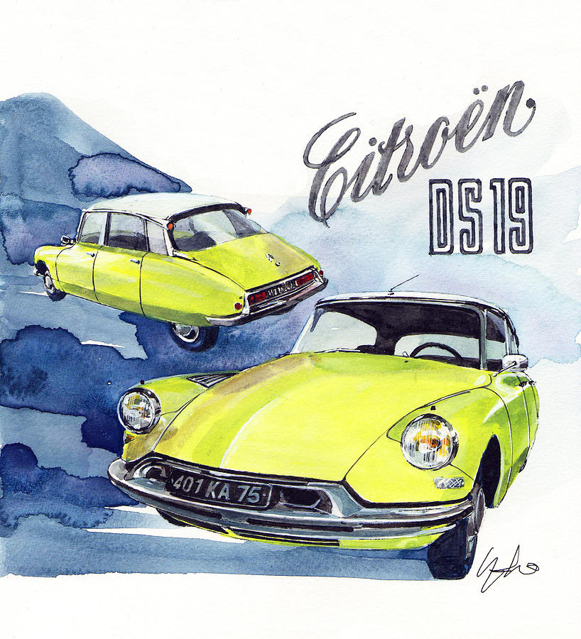 Citroen DS19 Painting by Yoshiharu Miyakawa Citroen DS19 Painting by Yoshiharu Miyakawa