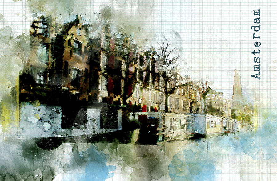 City Life In Watercolor Style Digital Art by Ariadna De Raadt
