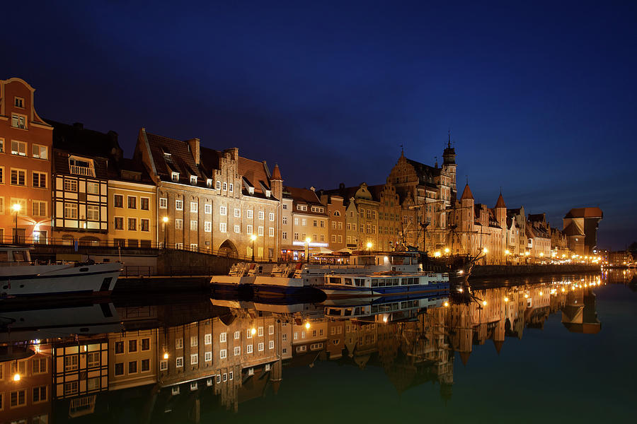 City of Gdansk Old Town Skyline at Night #1 Photograph by Artur Bogacki