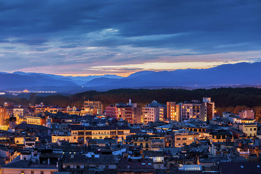 City of Girona at Twilight #1 Photograph by Artur Bogacki