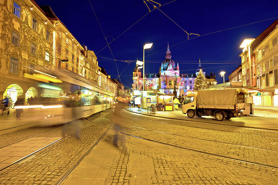 City of Graz Hauptplatz main square market view #1 Photograph by Brch Photography