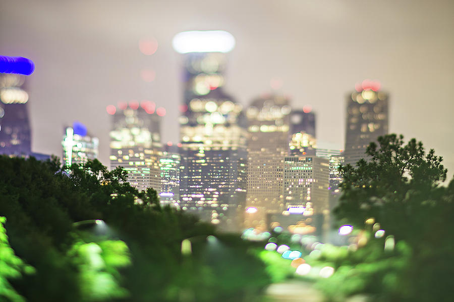 City Of Houston Texas Downtown Skyline With Tilt Lens #1 Photograph by Alex Grichenko