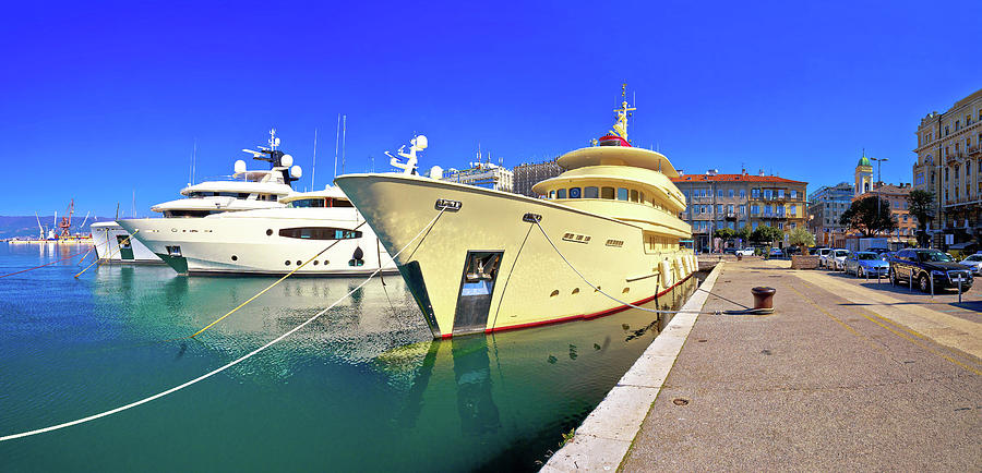 City of Rijeka yachting waterfront panoramic view #1 Photograph by Brch Photography
