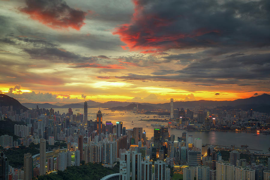 Cityscape of Hong kong and Kowloon #1 Photograph by Anek Suwannaphoom