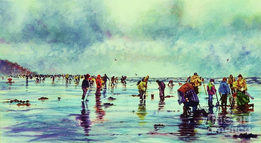 Seascape Painting - Clamdiggers Beachscape by Cynthia Pride