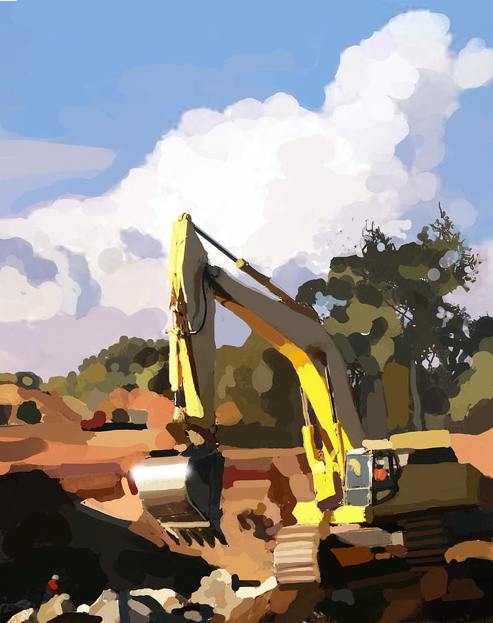 Bulldozers Painting - Claw and Loader #1 by Brad Burns