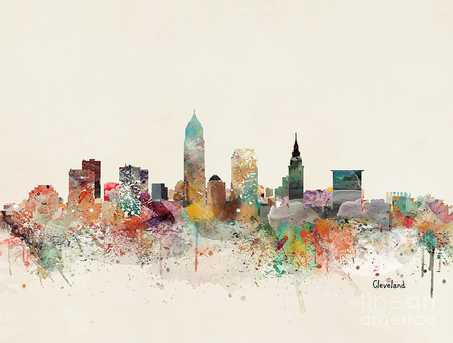 Cleveland City Skyline #1 Painting by Bri Buckley