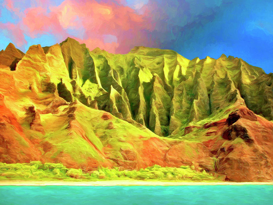 Cliffs on the Na Pali Coast #1 Painting by Dominic Piperata