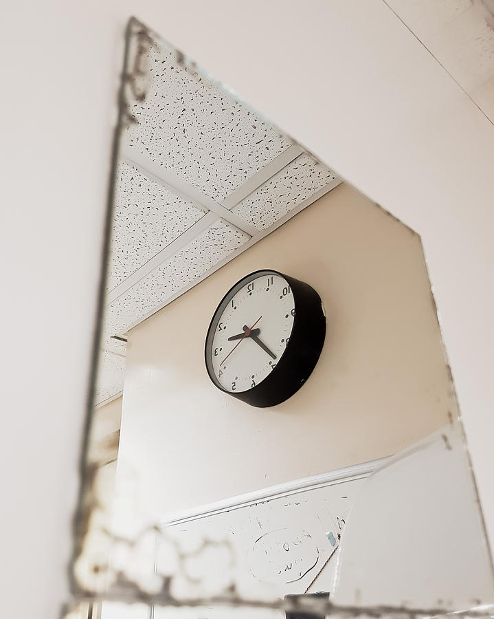 Abstract Photograph - Clock in the mirror #1 by Tom Gowanlock