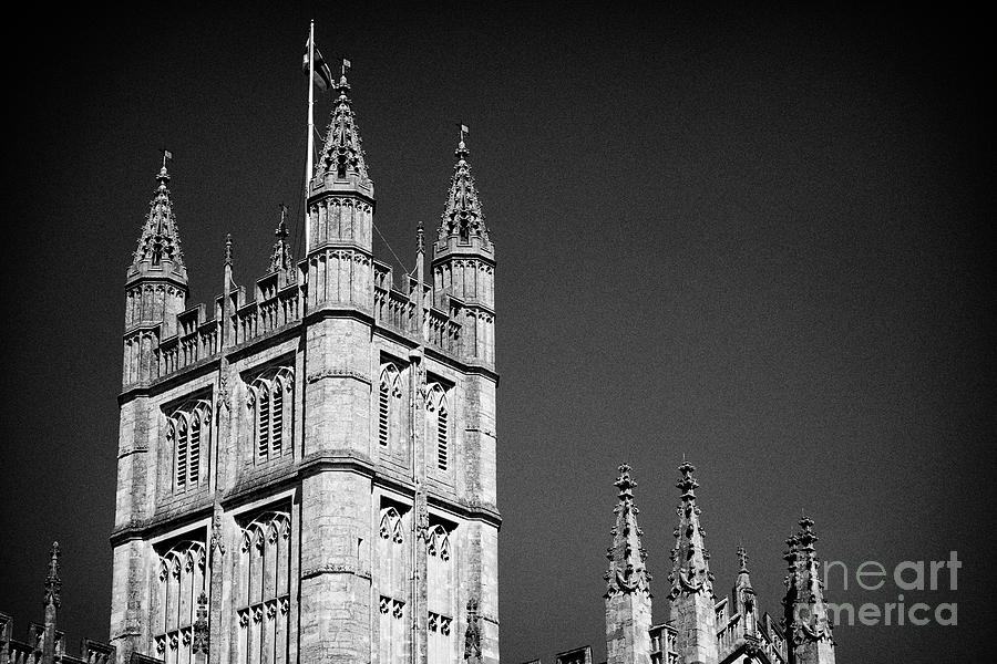 Architecture Photograph - close up of the gothic architecture of bath abbey tower Bath England UK #1 by Joe Fox
