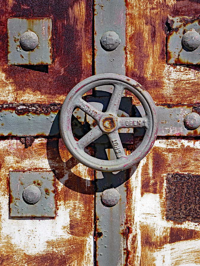 Close Up View Of An Unusual Door That Is Part Of An Old Rundown Building In Katakolon Greece #1 Photograph by Rick Rosenshein