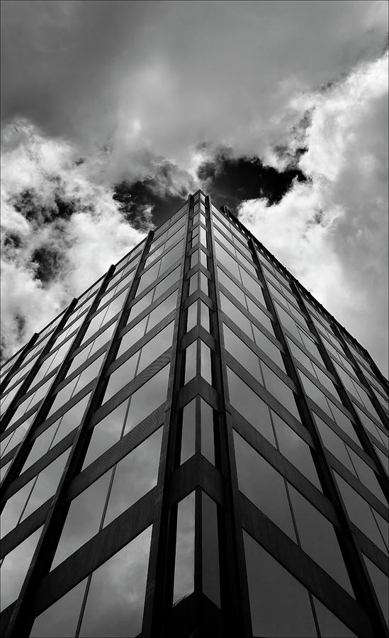 Architecture Photograph - Clouds and Office Building Midtown #1 by Robert Ullmann