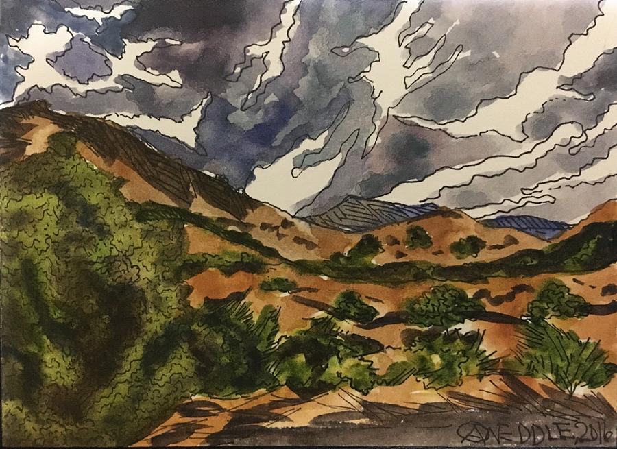 Clouds over Davis Mountains  #1 Painting by Angela Weddle