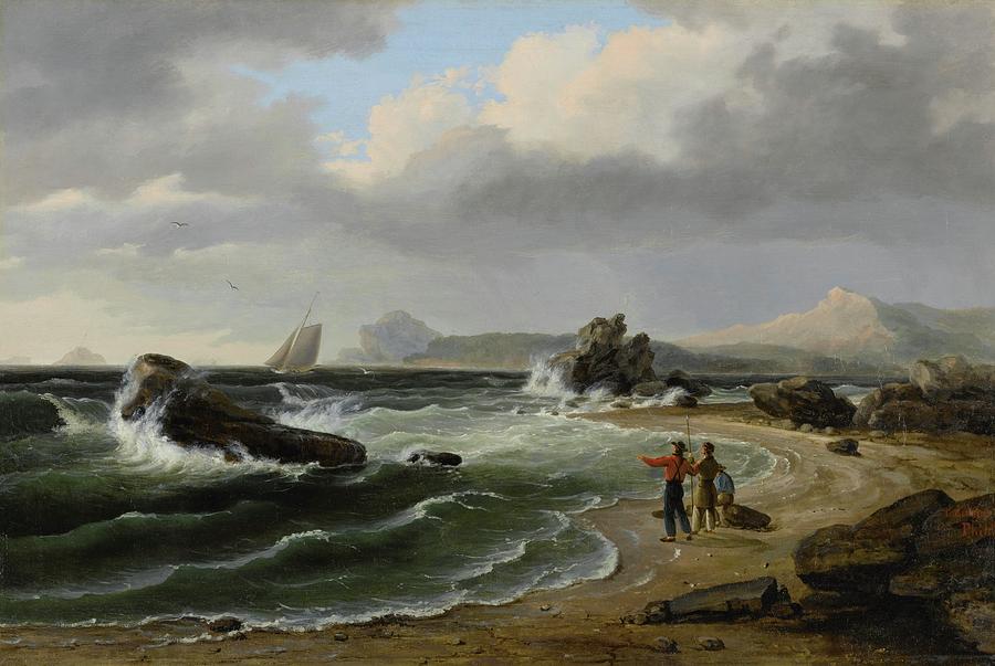 Coastal Scene #1 Painting by Thomas Birch