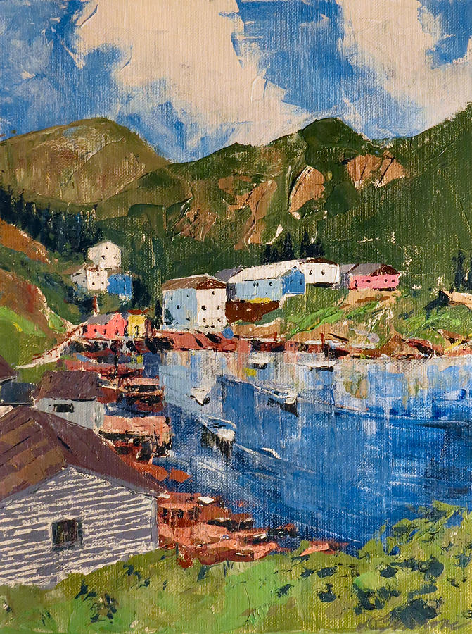 Coastal Village, Newfoundland Painting by David Gilmore