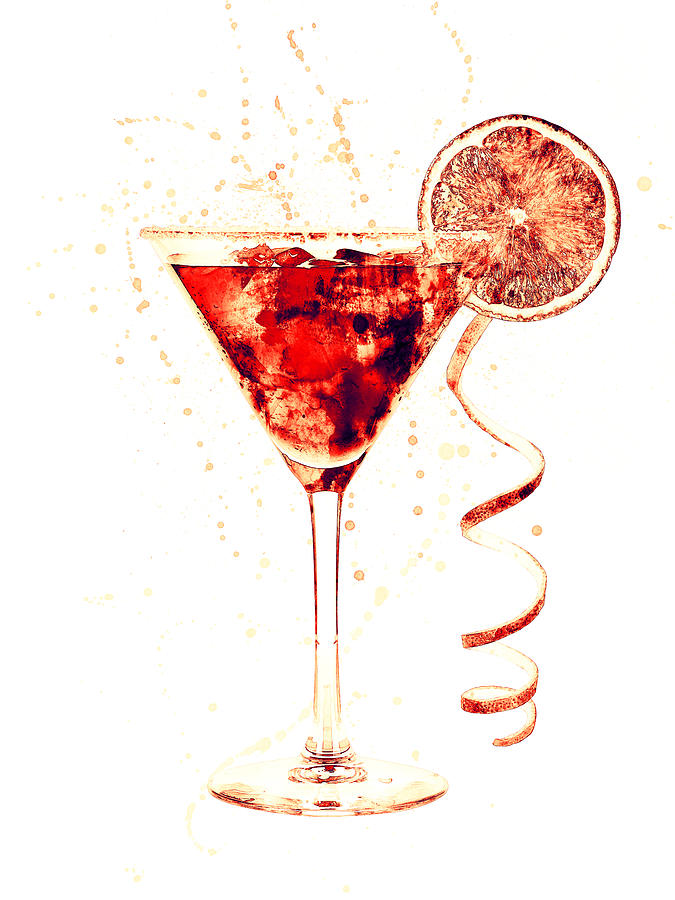 Cocktail Drinks Glass Watercolor #1 Digital Art by Michael Tompsett