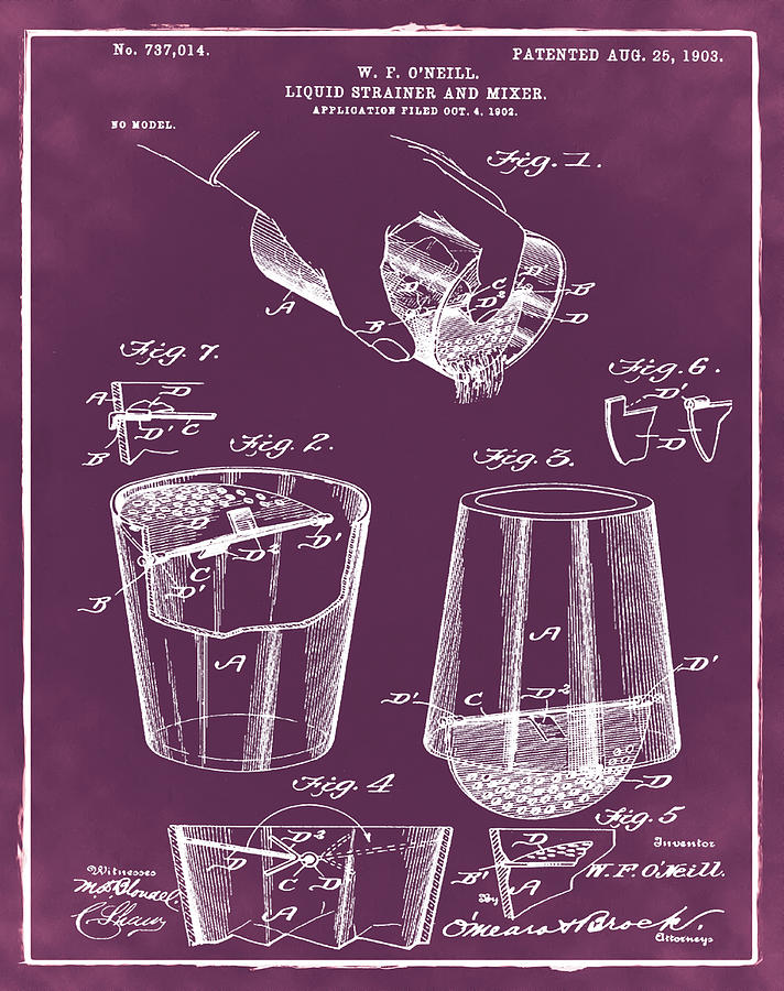 Martini Drawing - Cocktail Mixer Patent 1903 in Chalk #1 by Bill Cannon