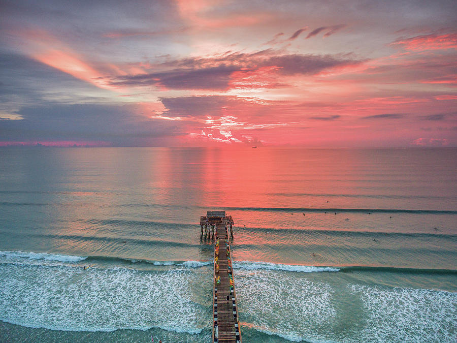 Sunset Photograph - Cocoa Beach Pier Sunrise #2 by Seascaping Photography