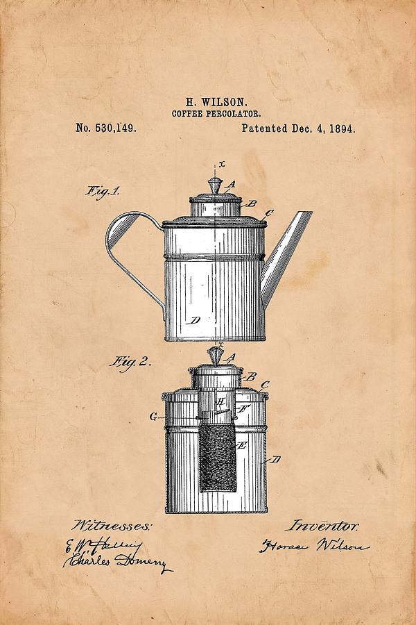 Coffee Percolator 1894 Drawing by Ray Walsh - Fine Art America