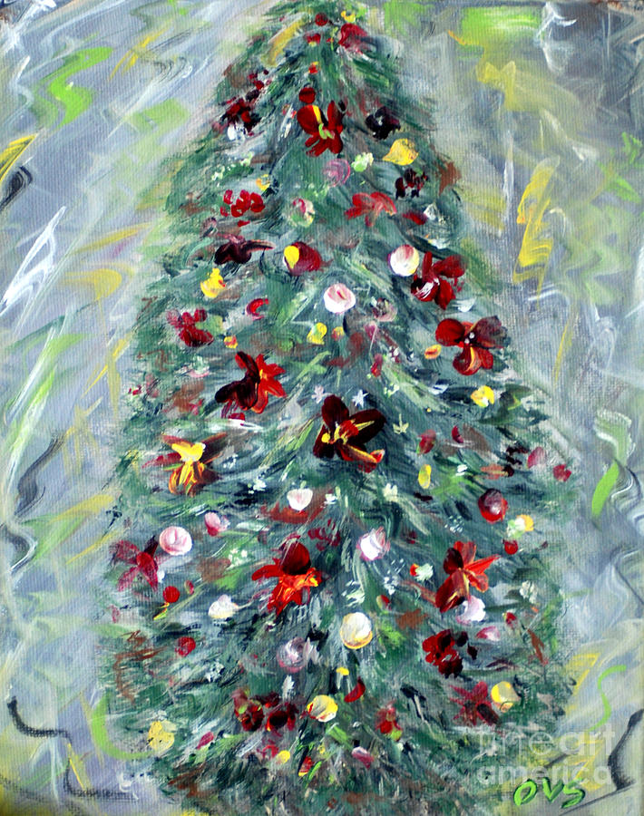 Christmas Tree. Green Painting by Oksana Semenchenko
